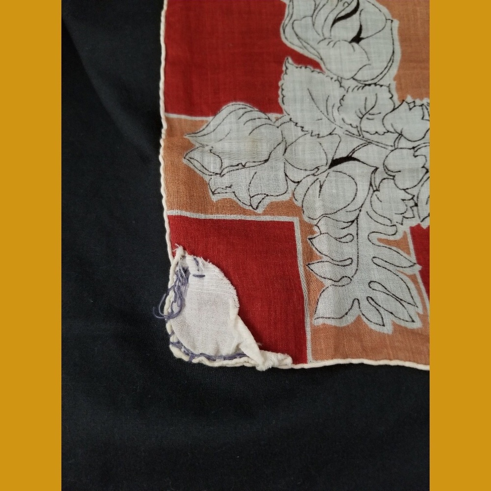 VTG Fall Colors Floral Print Handkerchief Hanky with pocket - Picture 3 of 6